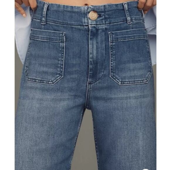 Anthropologie Maeve The Colette Crop High Rise Wide Leg Jeans Sz 27 Blue - Picture 12 of 12